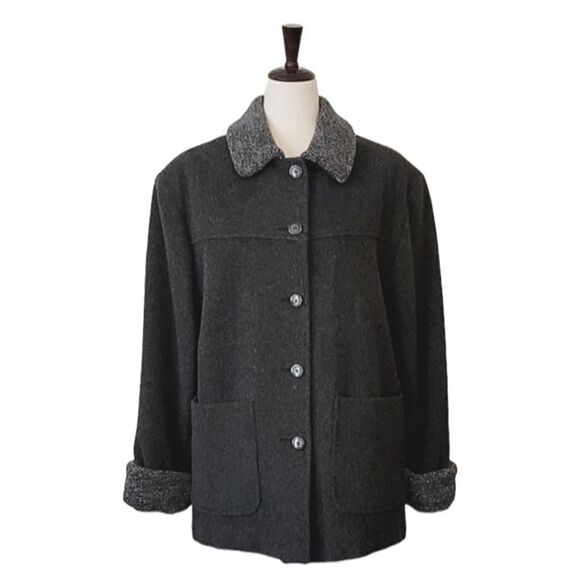 Fleet Street Gray Wool Button Down Coat Size M - Picture 1 of 9